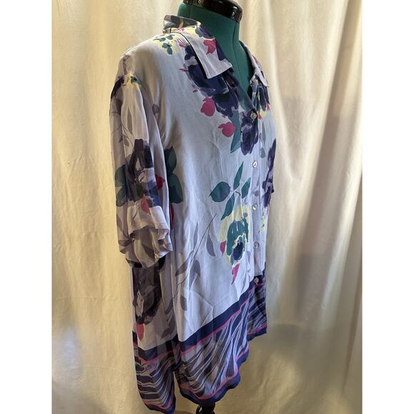 Sag Harbor Floral Button-Down Shirt Women’s XL – Vintage 100% Rayon - Picture 5 of 6